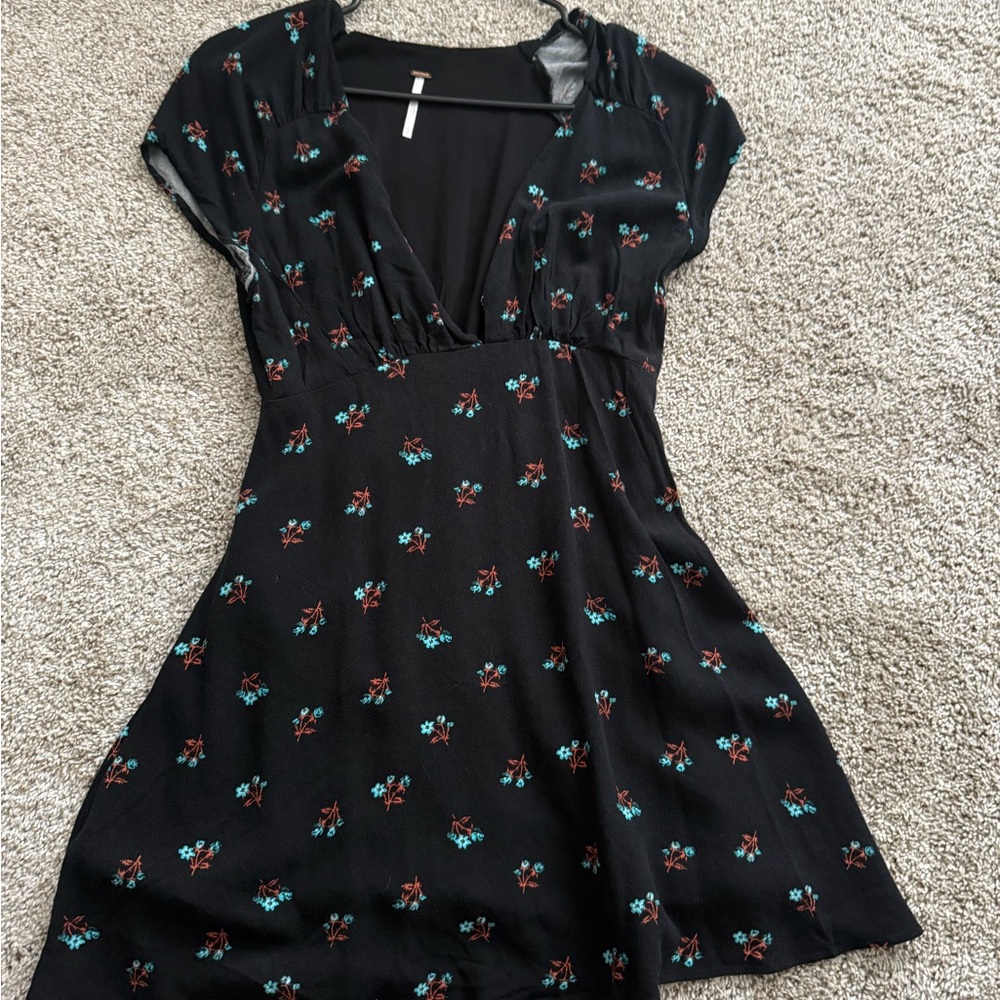 Free People Black Floral Mini Dress